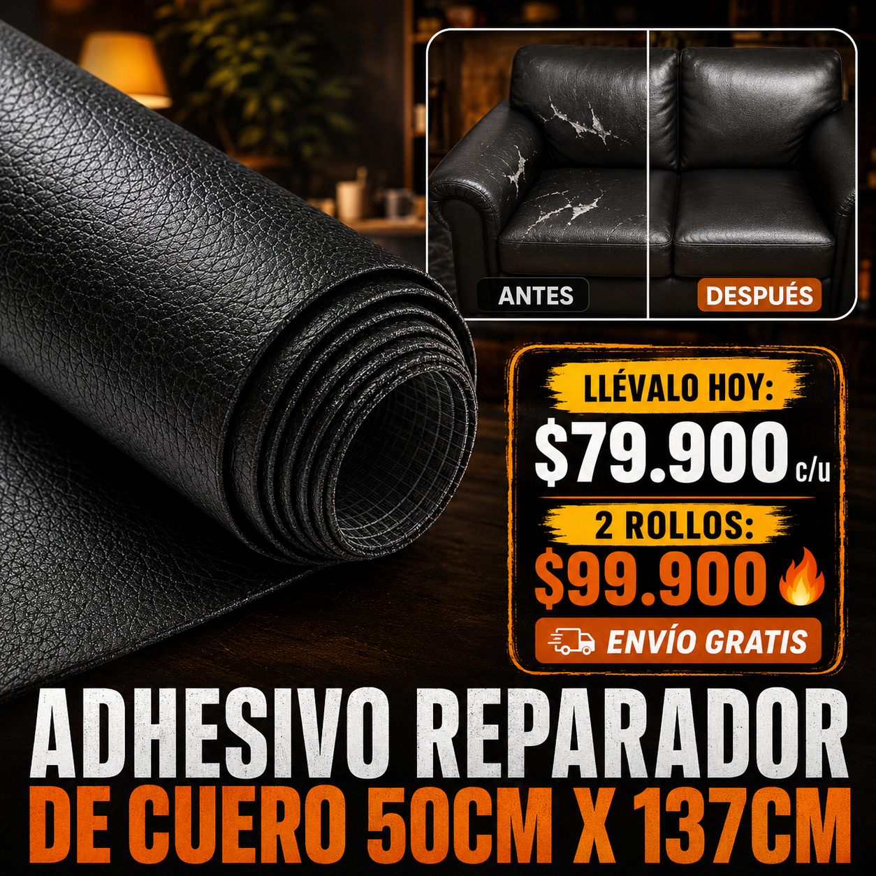 ⚡ Autoadhesivo Reparador De Cuero + Pegante Instantáneo de Regalo
