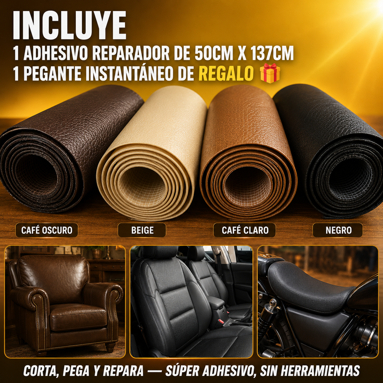 ⚡ Autoadhesivo Reparador De Cuero + Pegante Instantáneo de Regalo