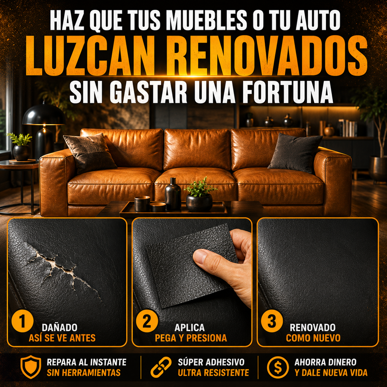 ⚡ Autoadhesivo Reparador De Cuero + Pegante Instantáneo de Regalo