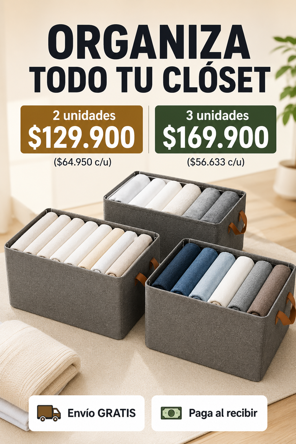✨ Caja Organizadora Para Clóset — Ordena Todo Como Una Revista | 🔥 Lleva 2 y Ahorra