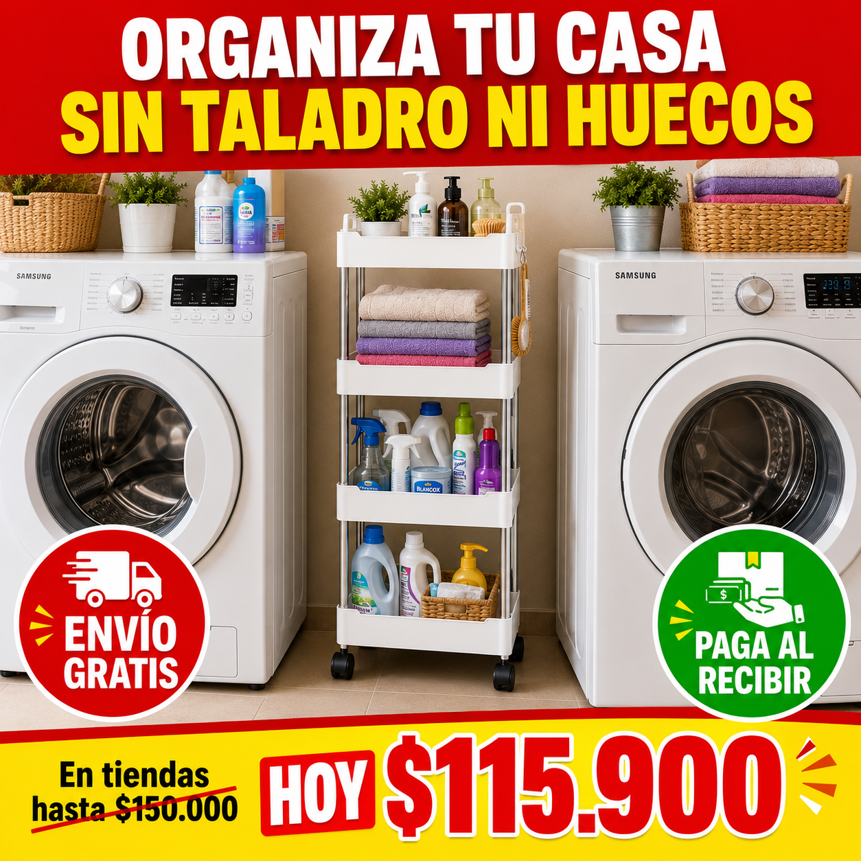 🛒 Carrito Organizador Multiusos de 4 Niveles con Ruedas | Cocina, Baño y Lavandería