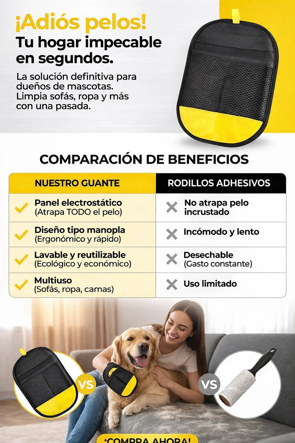 Guante Quitapelo Electroestático