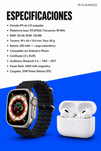 Combo 8 en 1 Ultra – Smartwatch + Audífonos Bluetooth + PowerBank⚡
