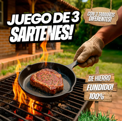 🔥 Cocina como un Chef | Combo x3 Sartenes de Hierro Fundido