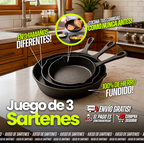 🔥 Cocina como un Chef | Combo x3 Sartenes de Hierro Fundido