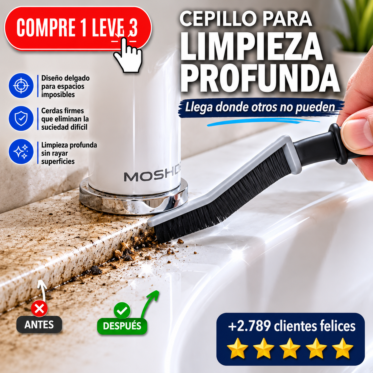 🔥 LLEVA 3, PAGA 1 | Cepillo SlimGap Pro — Pack x3